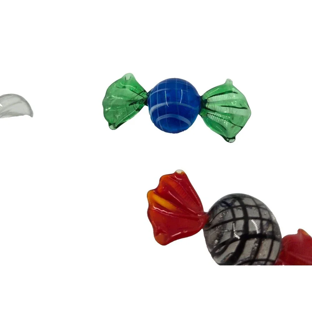 Vintage Murano Art Glass Round & Square Hand Blown 5 Piece All Different